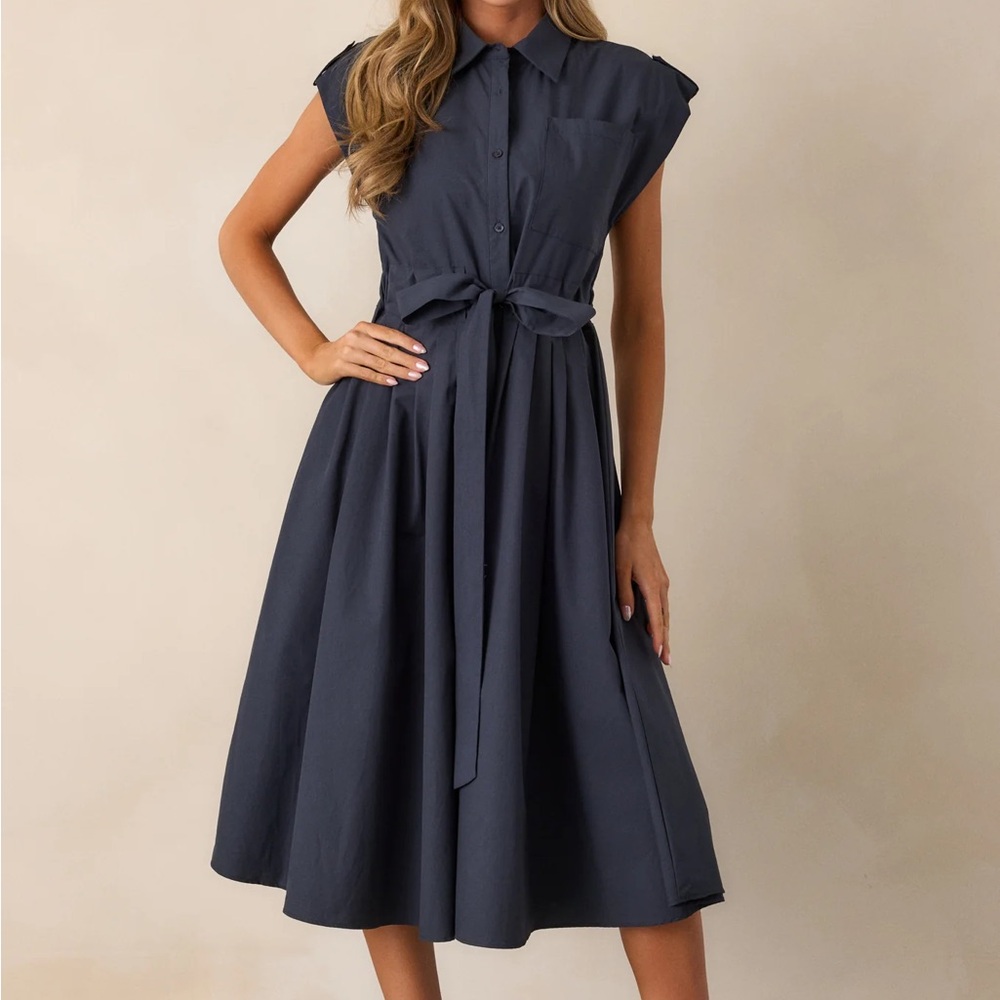 Loft tie waist midi shirtdress